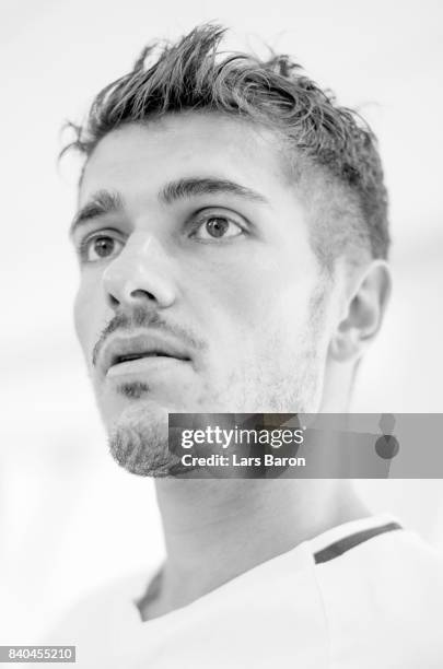 Russian national player Roman Neustaedter adresses the media on August 29, 2017 in Moscow, Russia.