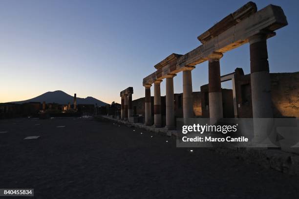 The excavations of Pompeii at night during the inauguration, at the archaeological site, of the path of lights for night-time visits. A project of...