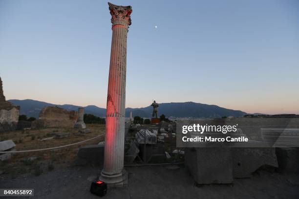 The excavations of Pompeii at night during the inauguration, at the archaeological site, of the path of lights for night-time visits. A project of...