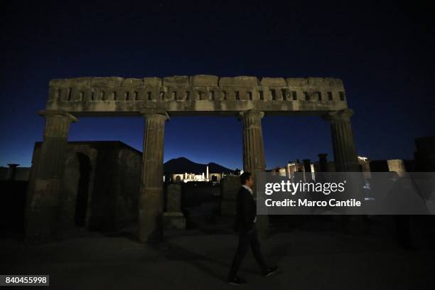 The excavations of Pompeii at night during the inauguration, at the archaeological site, of the path of lights for night-time visits. A project of...