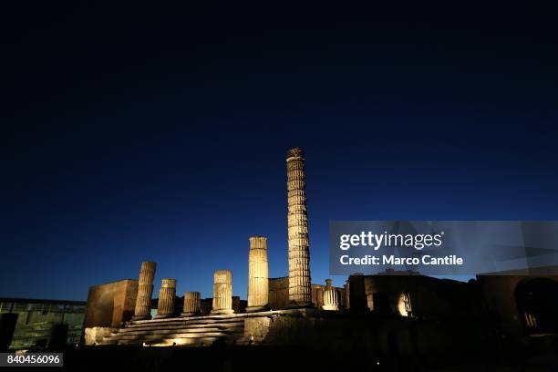 The excavations of Pompeii at night during the inauguration, at the archaeological site, of the path of lights for night-time visits. A project of...