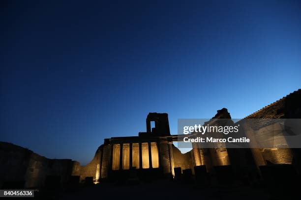 The excavations of Pompeii at night during the inauguration, at the archaeological site, of the path of lights for night-time visits. A project of...