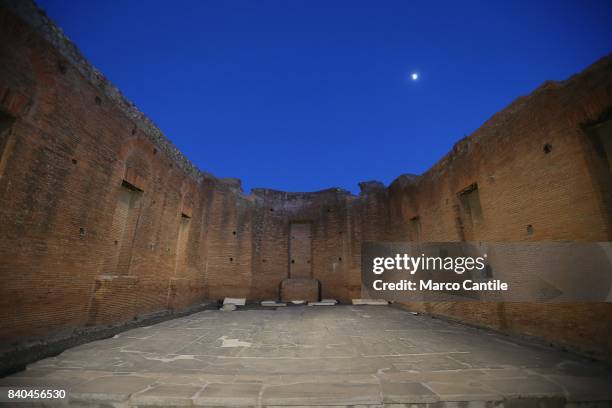 The excavations of Pompeii at night during the inauguration, at the archaeological site, of the path of lights for night-time visits. A project of...