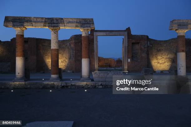 The excavations of Pompeii at night during the inauguration, at the archaeological site, of the path of lights for night-time visits. A project of...