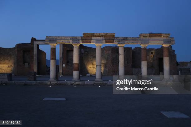 The excavations of Pompeii at night during the inauguration, at the archaeological site, of the path of lights for night-time visits. A project of...
