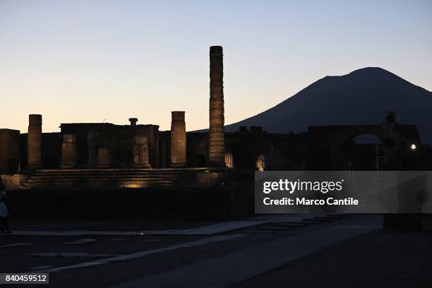 The excavations of Pompeii at night during the inauguration, at the archaeological site, of the path of lights for night-time visits. A project of...