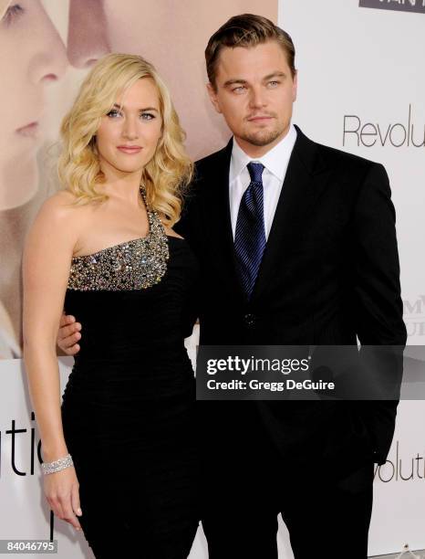 Actor Leonardo DiCaprio and Actress Kate Winslet arrive at the Los Angeles Premiere of "Revolutionary Road" at the Mann Village Theater on December...
