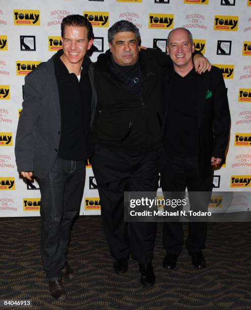 Christian Hoff, Vincent Pastore and Donnie Kehr attend "The Who's Tommy" 15th Anniversary Concert at August Wilson Theatre on December 15, 2008 in...