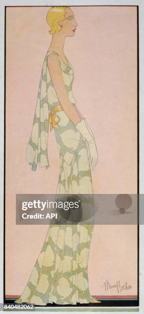 Illustration de 1931 présentant une femme en robe longue.