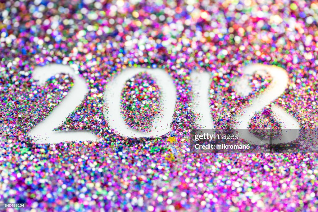 2018 Happy New Year background Multicoloured  glitter