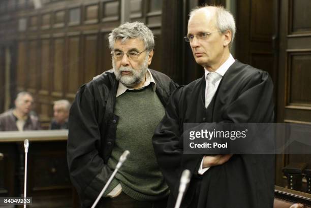 The advocates Ahmad Sobair O., Thomas Bliwier and Peter Jacobi are seen during the opening of the honor killing trial at the criminal division of the...