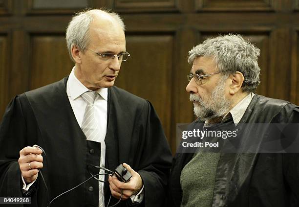 The advocates of Ahmad Sobair O., Thomas Bliwier and Peter Jacobi are seen during the opening of the honor killing trial at the criminal division of...