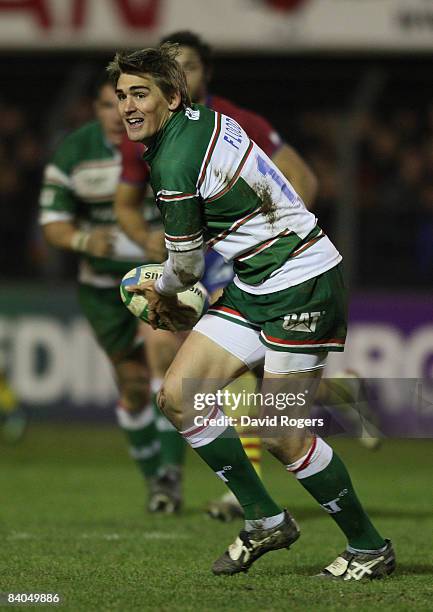 Toby Flood of Leicester passes the ball during the Heineken Cup match between Perpignan and Leicester Tigers at Stade Aime Giral on December 14, 2004...