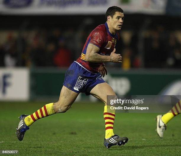 Dan Carter of Perpignan during the Heineken Cup match between Perpignan and Leicester Tigers at Stade Aime Giral on December 14, 2004 in Perpignan,...