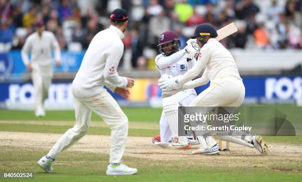 Shai Hope of the West Indies bats during day five of the 2nd Investec Test between England and the West Indies at Headingley on August 29, 2017 in...
