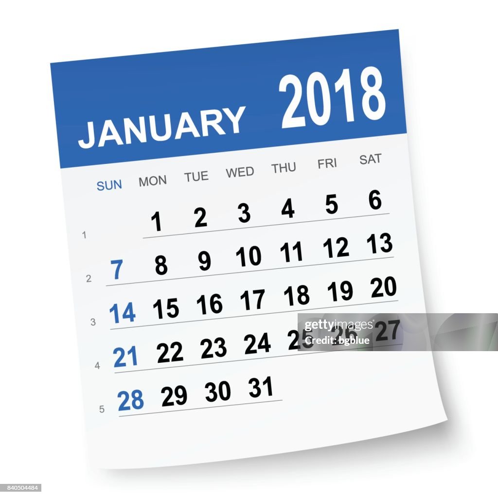 January 2018 calendar