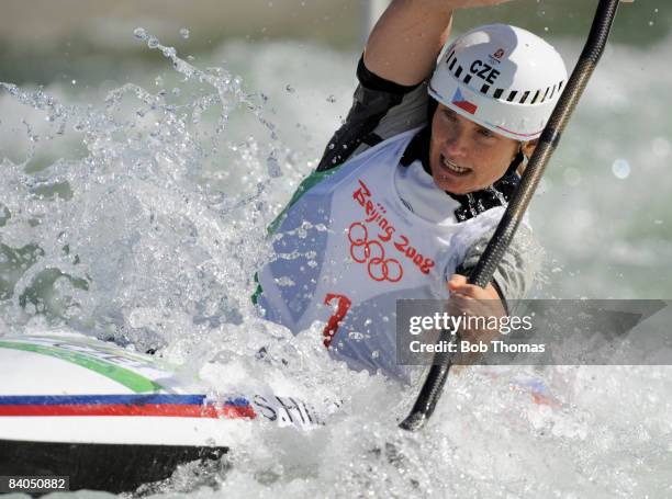 Stepanka Hilgertova of the Czech Republic during the Women's Kayak Final at the Shunyi Olympic Rowing-Canoeing Park on Day 7 of the Beijing 2008...