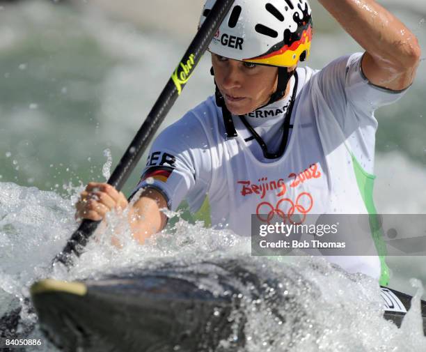 Jennifer Bongardt of Germany during the Women's Kayak Final at the Shunyi Olympic Rowing-Canoeing Park on Day 7 of the Beijing 2008 Olympic Games on...