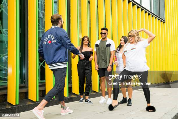 Aaron Chalmers, Abbie Holborn, Nathan Henry, Marnie Simpson, and Chloe Ferry attend the Geordie Shore series 15 premiere photocall at MTV London on...