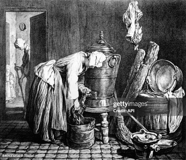 Blanchisseuse dans une blanchisserie au XVIIIè siècle, France
