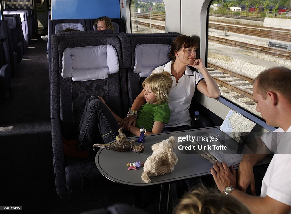 Family on train