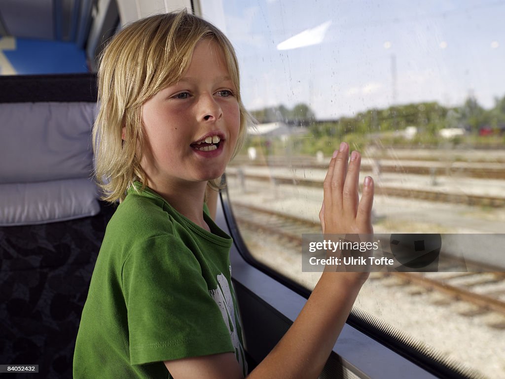 Boy on train