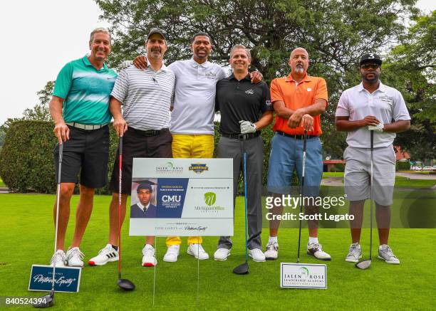 Jalen Rose poses for pictures with JRLA Detroit supporters during the 7th Annual Jalen Rose Leadership Academy Celebrity Golf Classic - Day 2 at the...