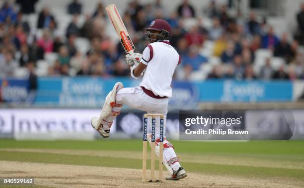 Kraigg Brathwaite of the West Indies bats during the fifth day of the 2nd Investec Test match between England and the West Indies at Headingley...