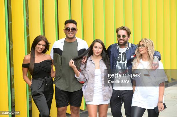 Geordie Shore Cast: LtoR Abbie Holborn, Nathan Henry, Marnie Simpson, Marty Mckenna and Chloe Ferry outside the MTV Studios to promote their new...