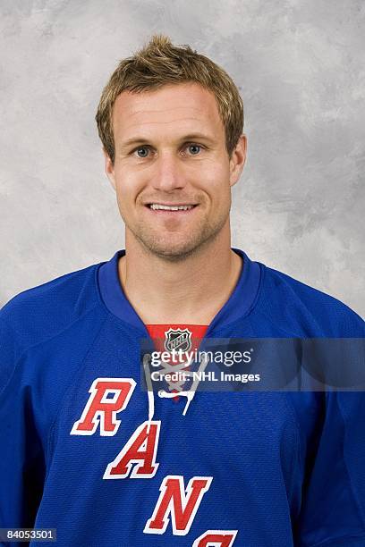 Markus Naslund of the New York Rangers poses for his official headshot for the 2008-2009 NHL season.