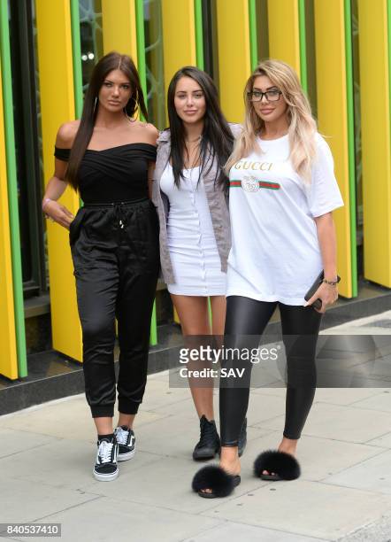 Abbie Holborn, Marnie Simpson and Chloe Ferry outside the MTV Studios to promote the new series of Geordie Shore on August 30, 2017 in London,...