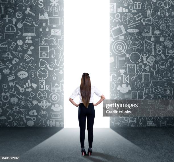 concept of way to success - open door policy drawing stock pictures, royalty-free photos & images