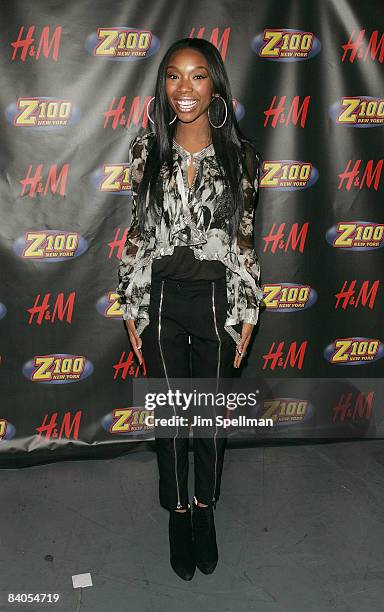 Singer Brandy attends Z100s Jingle Ball 2008 Presented by H&M at Madison Square Garden on December 12, 2008 in New York City.