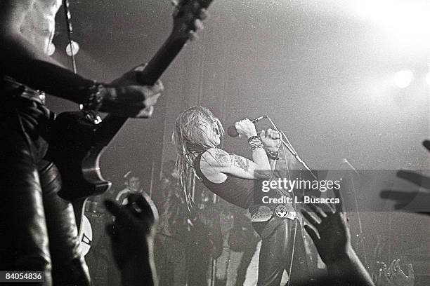 American musician Axl Rose, of the group Guns 'n' Roses, performs in concert at the Ritz, New York, New York, February 2, 1988.