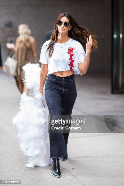 Model Lily Aldridge is seen going to fittings for the 2017 Victoria's Secret Fashion Show in Midtown on August 29, 2017 in New York City.