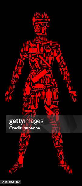 human body war and modern warfare vector icon pattern - mushroom cloud explosion stock illustrations