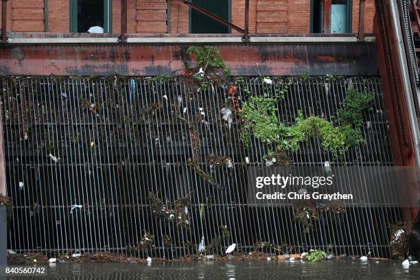View of the pumping station on the 17th street canal is seen as New Orleans prepares for flooding from Hurricane Harvey on August 29, 2017 in New...