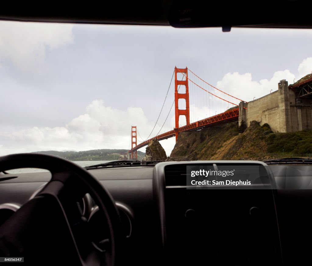 Golden Gate Bride From Inside Car