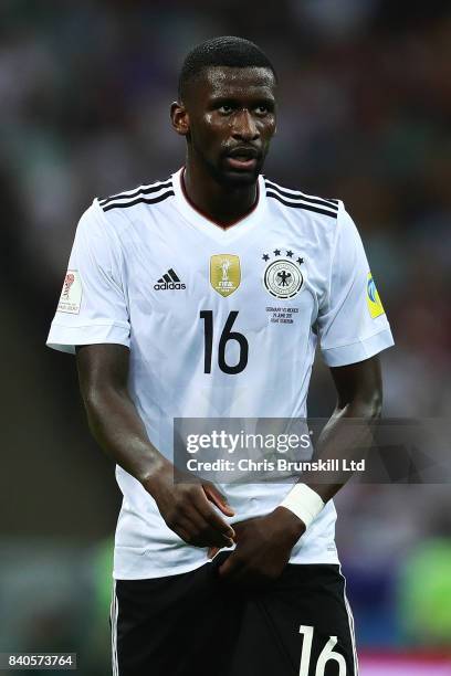 Antonio Ruediger of Germany in action during the FIFA Confederations Cup Russia 2017 Semi-Final between Germany and Mexico at Fisht Olympic Stadium...