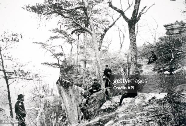 Le major Ulysses S Grant et pendant la bataille de Lookout Mountain, le 24 novembre 1863, dans le Tennessee, Etats-Unis.