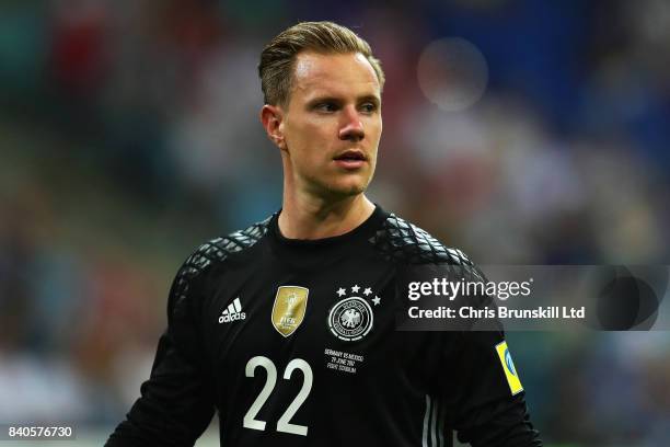 Marc-Andre Ter Stegen of Germany looks on during the FIFA Confederations Cup Russia 2017 Semi-Final between Germany and Mexico at Fisht Olympic...