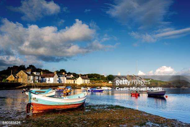 boats in the harbour of newport parrog, pembrokeshire - newport south wales 個照片及圖片檔