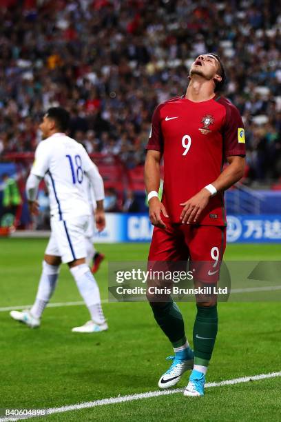 Andre Silva of Portugal reacts during the FIFA Confederations Cup Russia 2017 Semi-Final between Portugal and Chile at Kazan Arena on June 28, 2017...