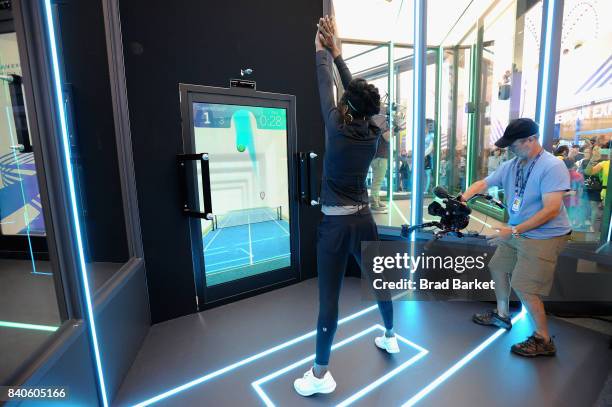 Venus Williams attends The American Express Fan Experience at the 2017 US Open at USTA Billie Jean King National Tennis Center on August 29, 2017 in...