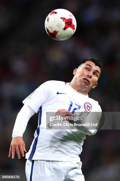 Gary Medel of Chile in action during the FIFA Confederations Cup Russia 2017 Semi-Final match between Portugal and Chile at Kazan Arena on June 28,...