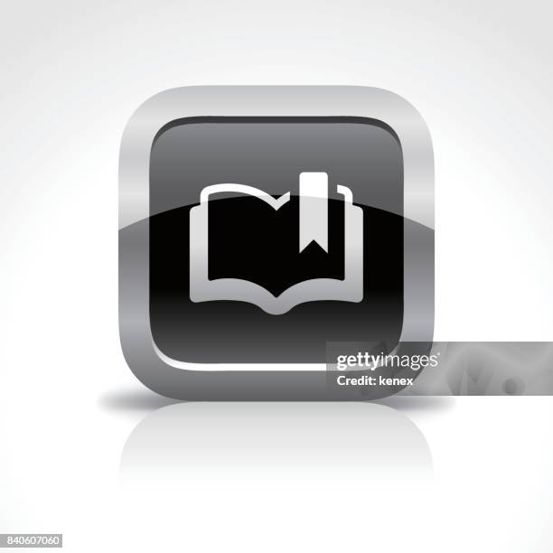 book and bookmark glossy button icon - hong kong train stock illustrations
