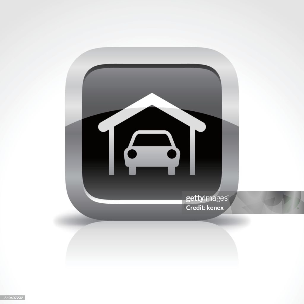 Real Estate Garage Glossy Button Icon