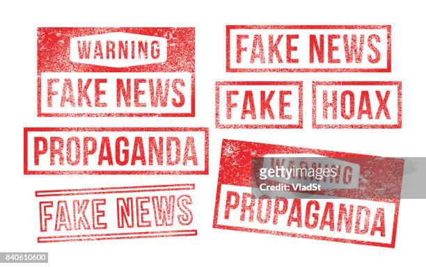 ilustrações de stock, clip art, desenhos animados e ícones de fake news propaganda hoax rubber stamps - artificial