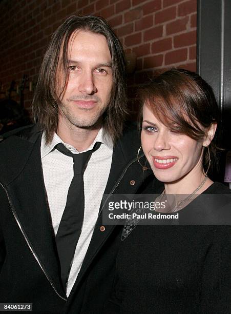 Stephen Gilmour and actress Fairuza Balk attend the Gibson Guitar "Dark Fire" Launch Party at the Gibson Beverly Hills Showroom on December 15, 2008...