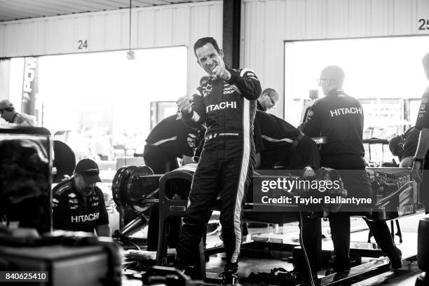 Team Penske driver Helio Castroneves is photographed for Sports Illustrated on August 19, 2017 at Pocono Raceway, Verizon IndyCar Series, at Long...